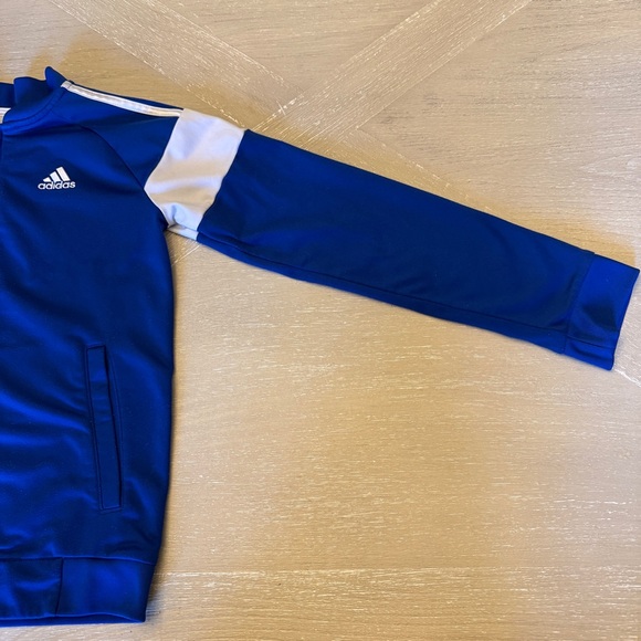Adidas Royal Blue and White Zip Jacket Kids School Sporty - Picture 2 of 8